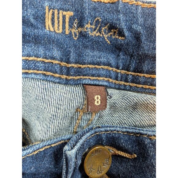 Women’s Cropped Jeans Kut From The Kloth Distressed Cuffed Blue Mid Rise Size 8 - Picture 5 of 7